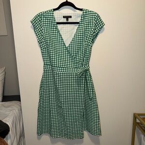 Green Gingham Wrap Dress